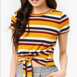 Striped tie front top